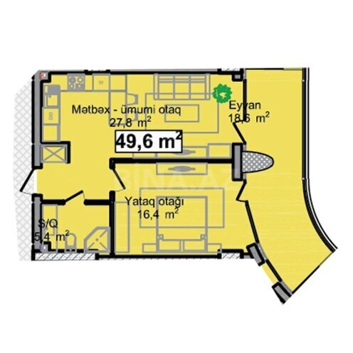 Sea Breeze Blue Waters yaşayış kompleksi, mənzilin planı - 2-otaqlı, 68.2 m²