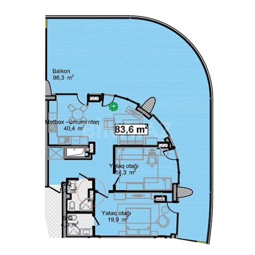 Sea Breeze Blue Waters yaşayış kompleksi, mənzilin planı - 3-otaqlı, 179.9 m²
