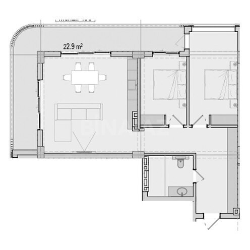 Sea Breeze Harbour Residence yaşayış kompleksi, mənzilin planı - 3-otaqlı, 123 m²