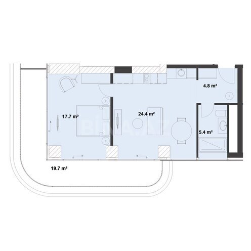 Sea Breeze Sky Park yaşayış kompleksi, mənzilin planı - 2-otaqlı, 81.5 m²