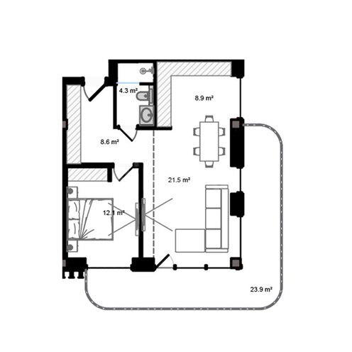 Sea Breeze Park Lane yaşayış kompleksi, mənzilin planı - 2-otaqlı, 93.4 m²