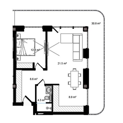 Sea Breeze Park Lane yaşayış kompleksi, mənzilin planı - 2-otaqlı, 100.8 m²