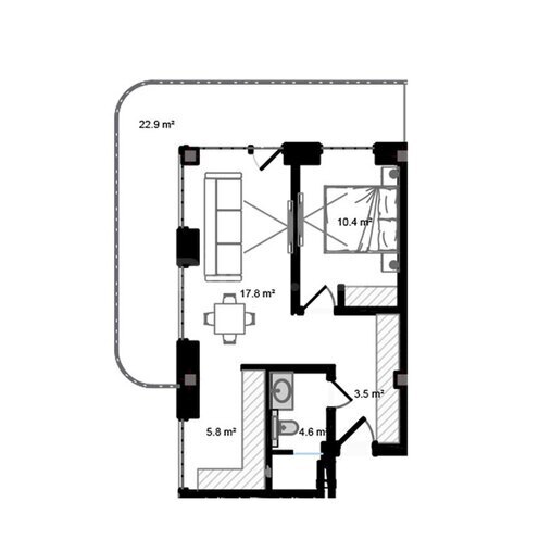Sea Breeze Park Lane yaşayış kompleksi, mənzilin planı - 2-otaqlı, 78.6 m²