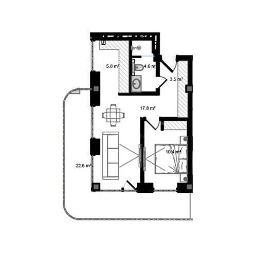 Sea Breeze Park Lane yaşayış kompleksi, mənzilin planı - 2-otaqlı, 78.3 m²
