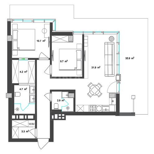 Satılır 3 otaqlı yeni tikili 117.5 m², Sea Breeze q., photo 7 from 8