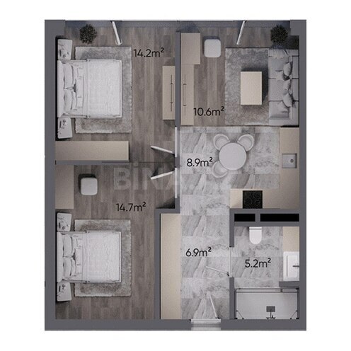 Sea Breeze Lighthouse 2 yaşayış kompleksi, mənzilin planı - 3-otaqlı, 69.5 m²