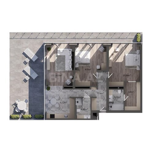 Sea Breeze Lighthouse 2 yaşayış kompleksi, mənzilin planı - 3-otaqlı, 197.9 m²