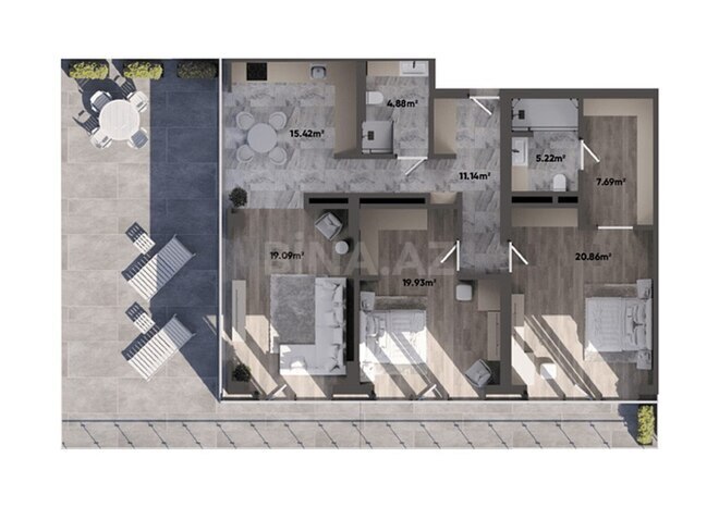Sea Breeze Lighthouse 2 yaşayış kompleksi, mənzilin planı - 3-otaqlı, 197.9 m²