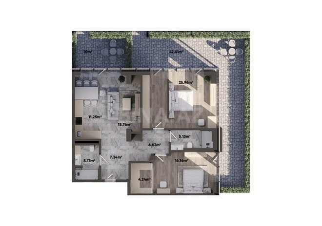 Sea Breeze Lighthouse 2 yaşayış kompleksi, mənzilin planı - 3-otaqlı, 169.2 m²