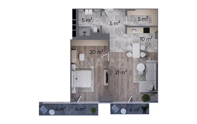 Sea Breeze Lighthouse 2 yaşayış kompleksi, mənzilin planı - 2-otaqlı, 89.7 m²