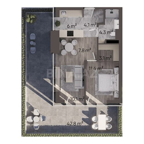 Sea Breeze Lighthouse 2 yaşayış kompleksi, mənzilin planı - 2-otaqlı, 103 m²