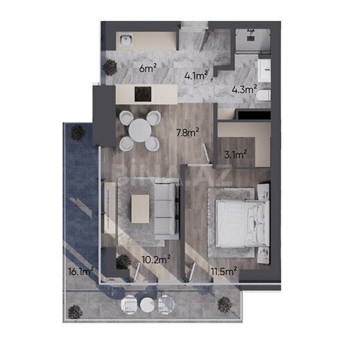 Sea Breeze Lighthouse 2 yaşayış kompleksi, mənzilin planı - 2-otaqlı, 74 m²