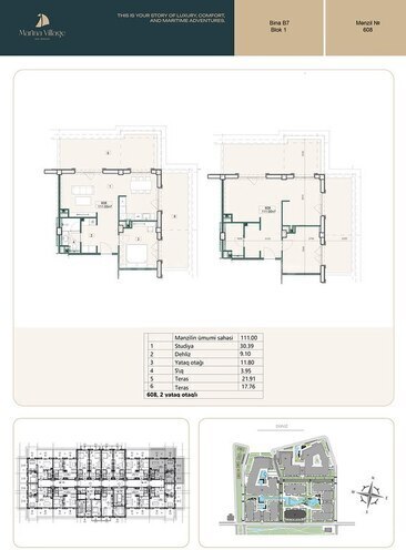 Sea Breeze Marina Village yaşayış kompleksi, mənzilin planı - 2-otaqlı, 111 m²