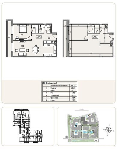 Sea Breeze Marina Village yaşayış kompleksi, mənzilin planı - 2-otaqlı, 96.75 m²
