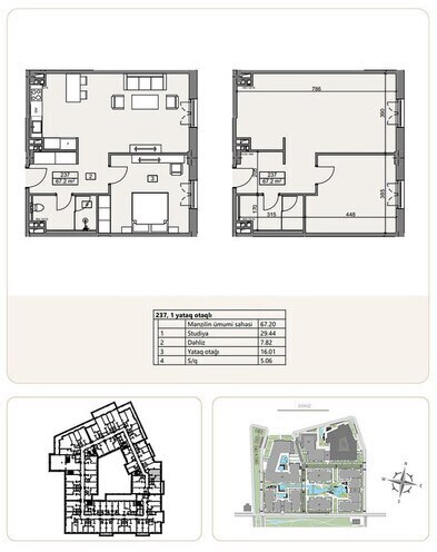 Sea Breeze Marina Village yaşayış kompleksi, mənzilin planı - 2-otaqlı, 67.2 m²