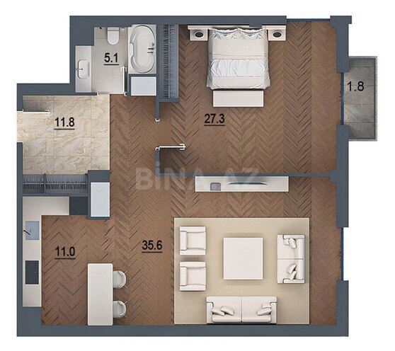 Sea Breeze Palazzo Del Mare yaşayış kompleksi, mənzilin planı - 2-otaqlı, 105.4 m²