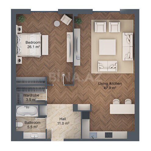 Sea Breeze Palazzo Del Mare yaşayış kompleksi, mənzilin planı - 2-otaqlı, 109.1 m²