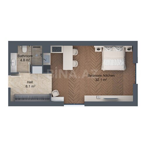 Sea Breeze Palazzo Del Mare yaşayış kompleksi, mənzilin planı - 1-otaqlı, 53.5 m²