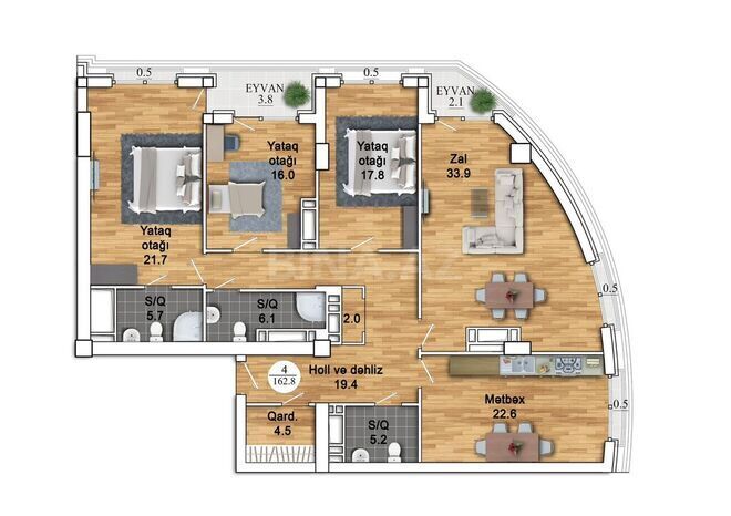 Satılır 4 otaqlı yeni tikili 162.8 m², 28 May m., photo 14 from 19
