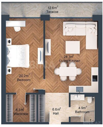 Sea Breeze Park Residences  yaşayış kompleksi, mənzilin planı - 2-otaqlı, 94.8 m²