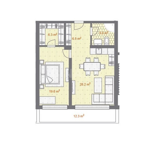 Sea Breeze Park Residences  yaşayış kompleksi, mənzilin planı - 2-otaqlı, 94.9 m²