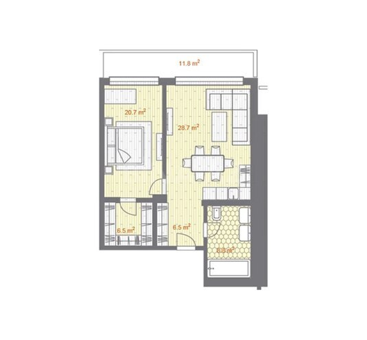 Sea Breeze Park Residences  yaşayış kompleksi, mənzilin planı - 2-otaqlı, 101.4 m²