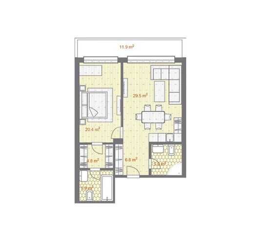 Sea Breeze Park Residences  yaşayış kompleksi, mənzilin planı - 2-otaqlı, 99.9 m²