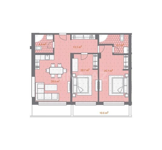 Sea Breeze Park Residences  yaşayış kompleksi, mənzilin planı - 3-otaqlı, 157.8 m²