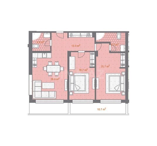 Sea Breeze Park Residences  yaşayış kompleksi, mənzilin planı - 3-otaqlı, 158 m²