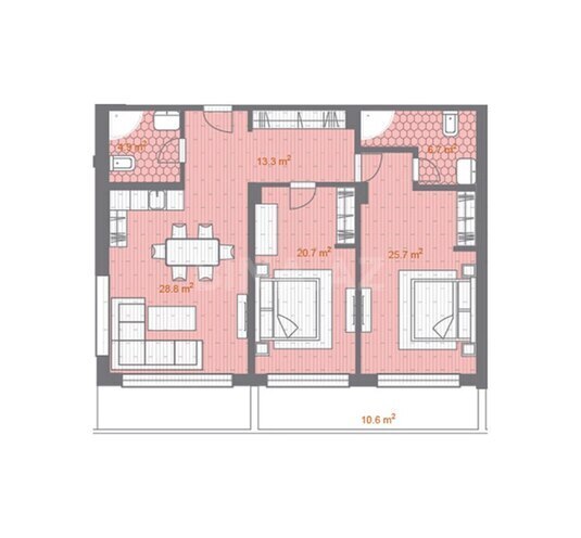 Sea Breeze Park Residences  yaşayış kompleksi, mənzilin planı - 3-otaqlı, 157.8 m²