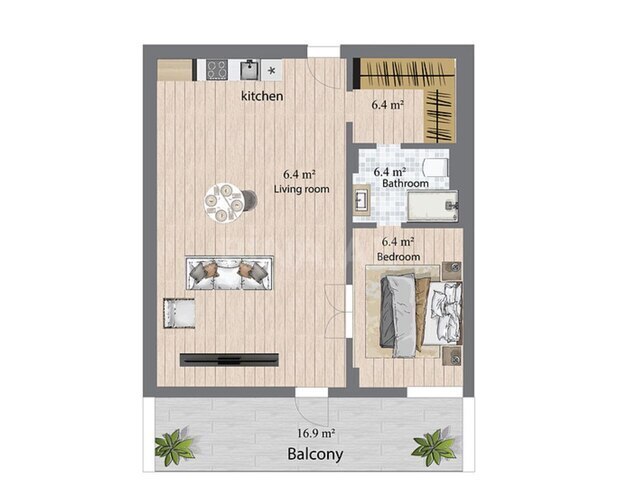 Sea Breeze Palm Beach yaşayış kompleksi, mənzilin planı - 2-otaqlı, 101.5 m²