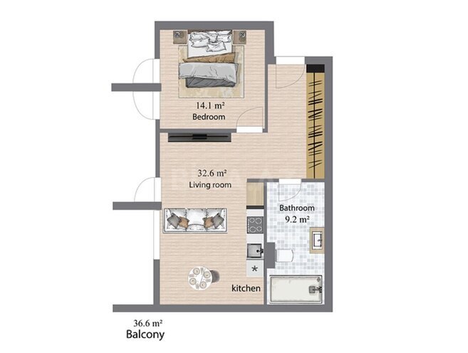 Sea Breeze Palm Beach yaşayış kompleksi, mənzilin planı - 2-otaqlı, 111.1 m²