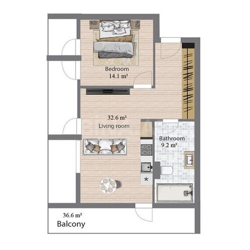 Sea Breeze Palm Beach yaşayış kompleksi, mənzilin planı - 2-otaqlı, 111.1 m²