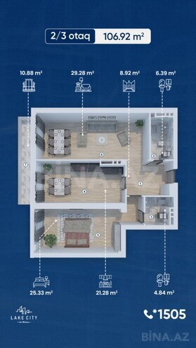 Satılır 2 otaqlı yeni tikili 106.9 m², Koroğlu m., photo 15 from 16
