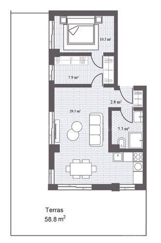 Sea Breeze Gardens Residences yaşayış kompleksi, mənzilin planı - 2-otaqlı, 126.32 m²