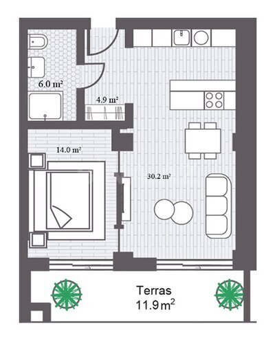 Sea Breeze Gardens Residences yaşayış kompleksi, mənzilin planı - 2-otaqlı, 73.38 m²