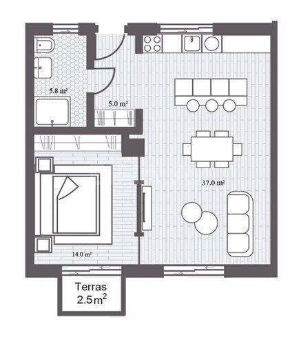 Sea Breeze Gardens Residences yaşayış kompleksi, mənzilin planı - 2-otaqlı, 73.98 m²