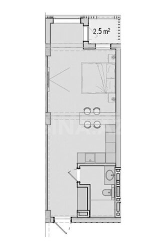 Sea Breeze Harbour Residence yaşayış kompleksi, mənzilin planı - 1-otaqlı, 50.8 m²