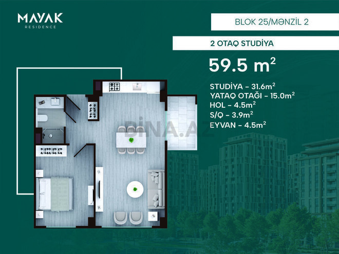Satılır 2 otaqlı yeni tikili 59.5 m², Zığ q., photo 3 from 32