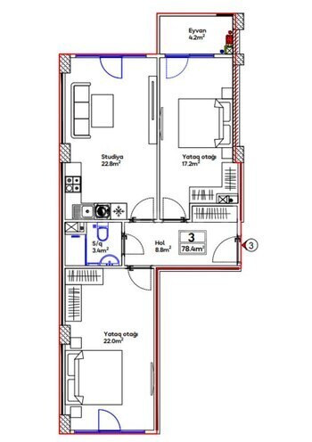Satılır 3 otaqlı yeni tikili 78.4 m², 20 Yanvar m., photo 12 from 13