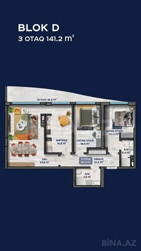 Продаётся 3-комн. новостройка 140 м², м. Гянджлик, photo 3 from 10