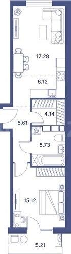 Port d’Azur yaşayış kompleksi, mənzilin planı - 1-otaqlı, 72.22 m²
