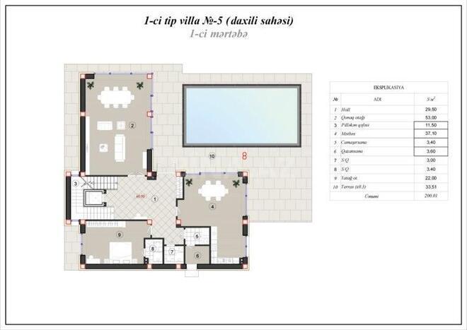 Whitestone Estate yaşayış kompleksi, mənzilin planı - 6-otaqlı, 440 m²