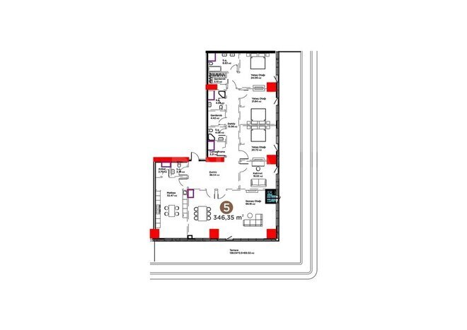 White Garden yaşayış kompleksi, mənzilin planı - 5-otaqlı, 346.32 m²