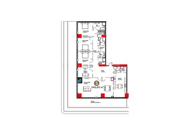White Garden yaşayış kompleksi, mənzilin planı - 5-otaqlı, 346.6 m²