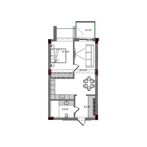 Sea Breeze Paradise yaşayış kompleksi, mənzilin planı - 2-otaqlı, 72.2 m²