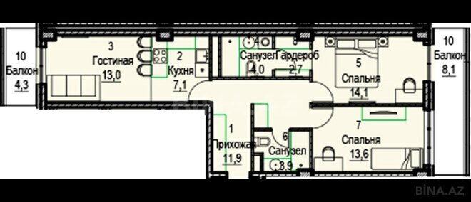 Satılır 3 otaqlı yeni tikili 96.9 m², Nardaran q., photo 9 from 10