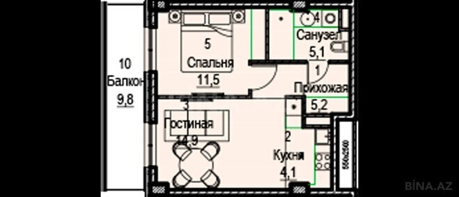 Satılır 2 otaqlı yeni tikili 59.5 m², Nardaran q., photo 9 from 10