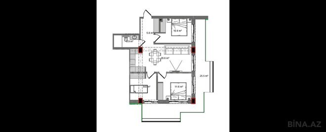 Продаётся 4-комн. новостройка 102.6 м², пос. Нардаран, photo 8 from 9