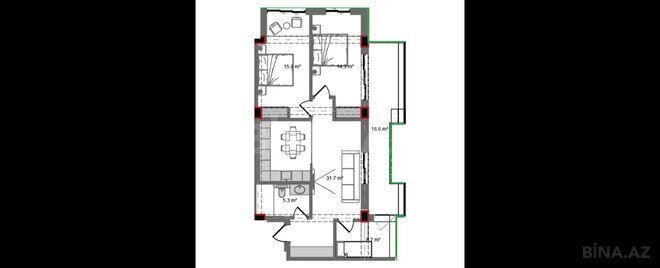 Продаётся 4-комн. новостройка 107 м², пос. Нардаран, photo 8 from 9